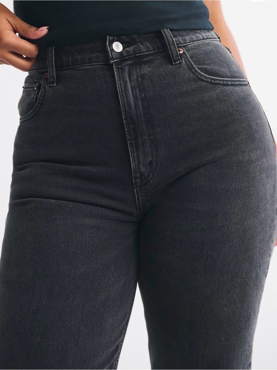 Abercrombie & Fitch Denim - Abercrombie & Fitch Curve Love High Rise 90s Straight Jeans Black Wash Womens 29